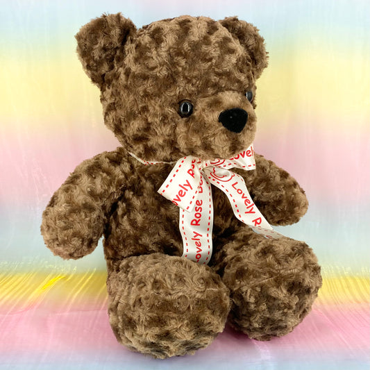 Lovely Rose Bear - Chocolate with White Ribbon - Extra Large