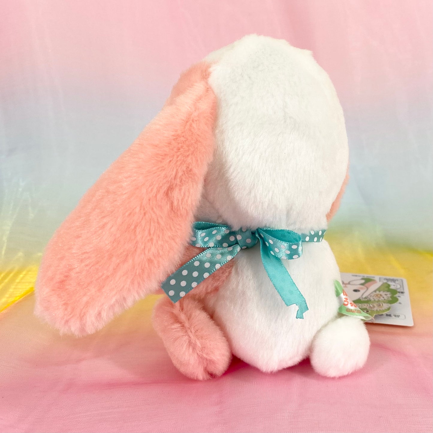 Loppy The Rabbit - Pink & White with Ribbon - Small